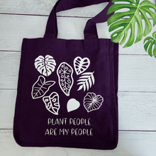 Load image into Gallery viewer, *PRE ORDER* &quot;Plant People&quot; Tote Bag | Black Canvas| White letters|