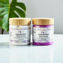 Load image into Gallery viewer, Luxurious body butter and body scrub, handmade, plant based skincare 