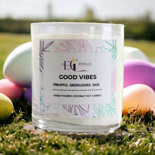 Load image into Gallery viewer, good vibes Double wick candle, pineapple, green leaves, sage