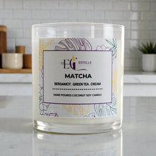 Load image into Gallery viewer, Estelle Creates Matcha candle on a countertop
