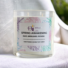 Load image into Gallery viewer, double wick candle by Estelle Creates, agave, green leaves, patchouli