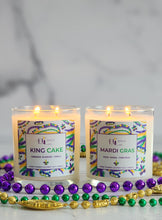 Load image into Gallery viewer, King Cake +Mardi Gras Candle Bundle 9oz
