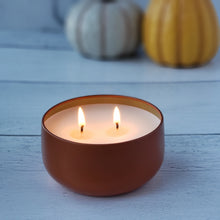 Load image into Gallery viewer, Pumpkin Chai Double Wick Candle Tin 6oz - Estelle Creates