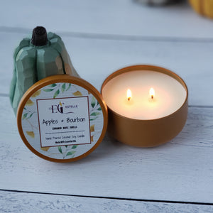 Apples & Bourbon Coconut Soy Candle Tin 6oz - Estelle Creates