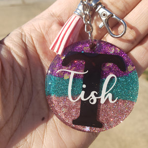 resin monogram keychains