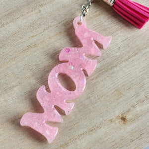 Mom Pink Glow Keychain